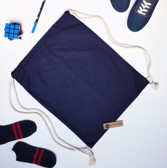 ARTE Canvas Drawstring Bag | Navy Blue | L
